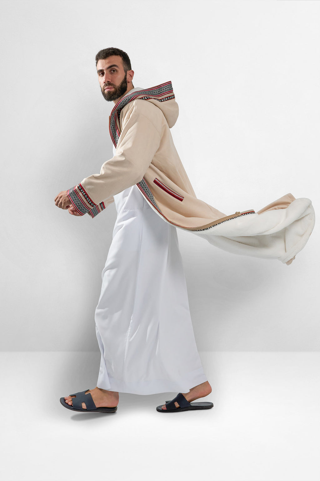 Premium Heritage Hooded Farwa Cream