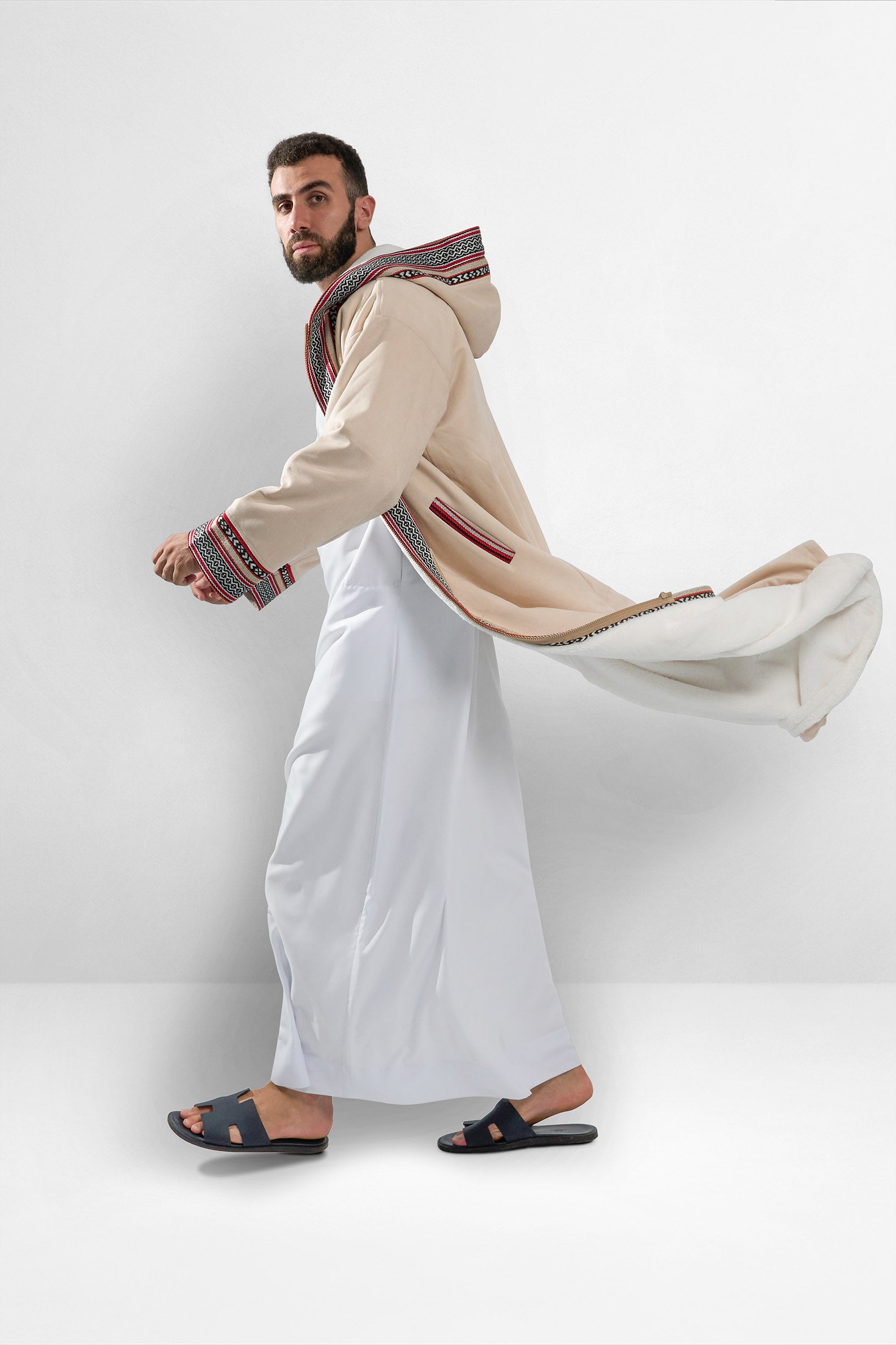 Premium Heritage Hooded Farwa Cream