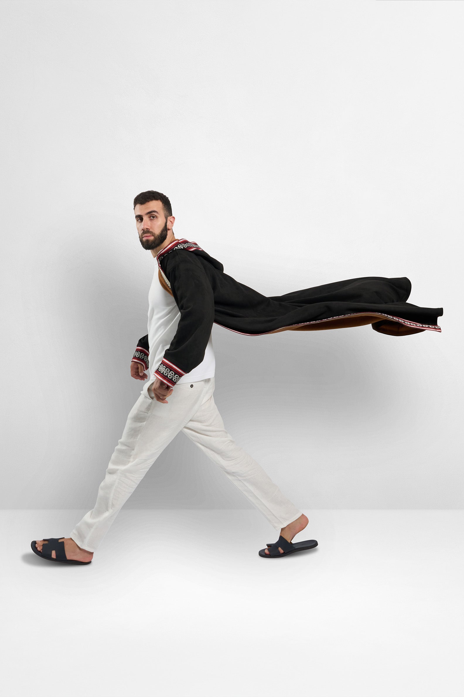 Premium Reversible Farwa Black/Camel Brown