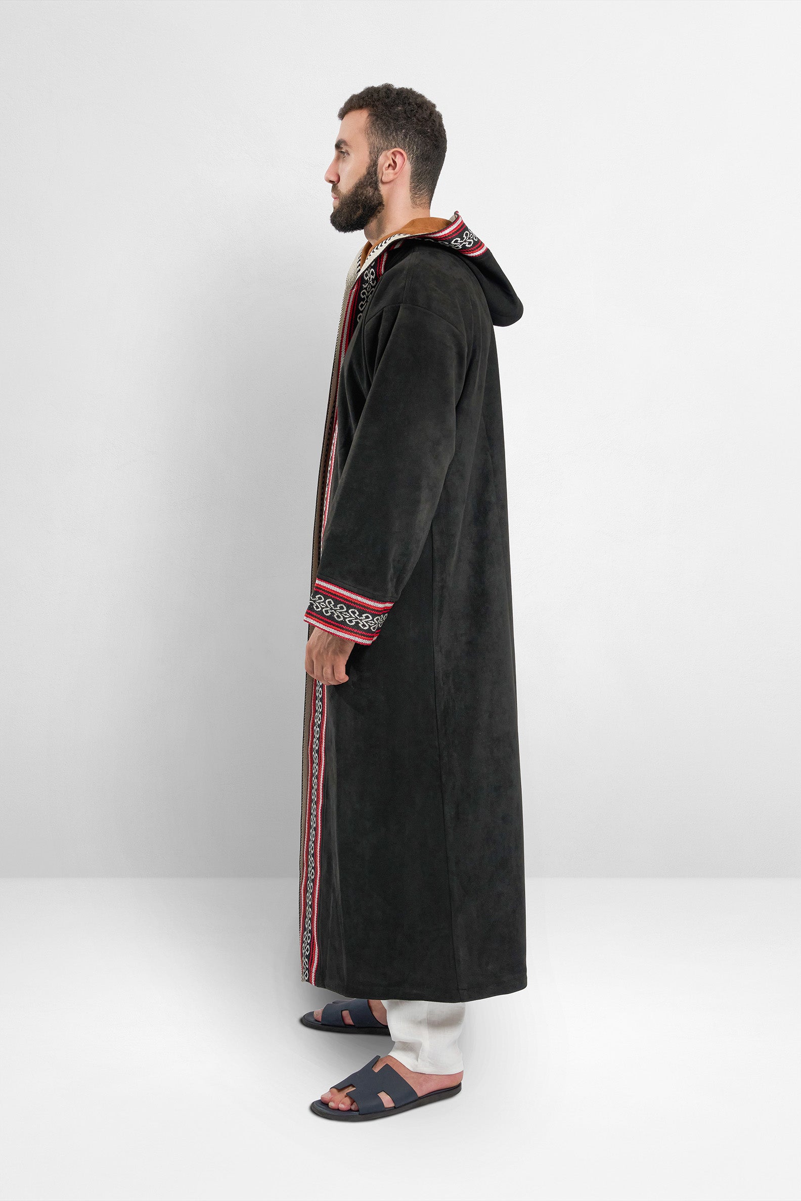 Premium Reversible Farwa Black/Camel Brown