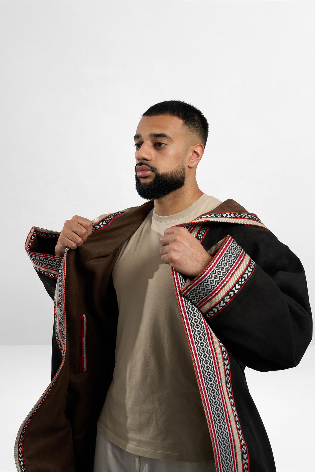 Premium Reversible Farwa Black/Dark Brown